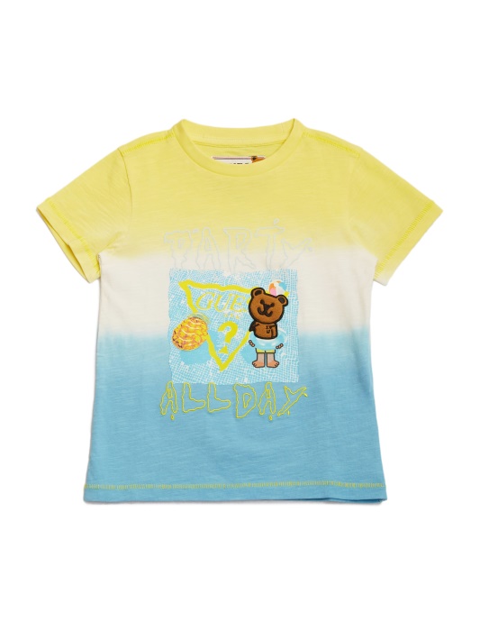Mėlynas/geltonas/wht Giliai Dažantis Atspėti Dip-dye Bear Marškinėliai (7-16)