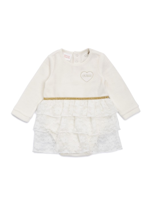 Atspėti Veliūrinė Suknelė Bodysuit Suknelė (0-12m) Druskos Balta